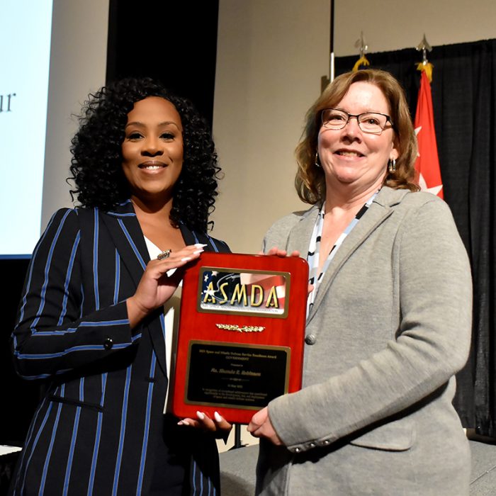 The Air, Space and Missile Defense Association recognizes several members of U.S. Army Space and Missile Defense Command and Redstone Arsenal at its annual luncheon at the Von Braun Center, Huntsville, Alabama, May 13, 2022. (photos by Ronald Bailey and Ayumi Davis)