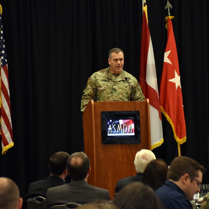 LTG James Dickinson is the guest speaker during the 24th Air, Space and Missile Defense Association annual luncheon Feb. 21 at the Jackson Center in Huntsville, Alabama.